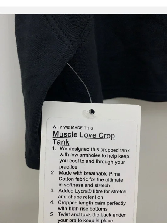 lululemon athletica Black Muscle Love Cropped Tank Size 6 - Picture 8 of 8